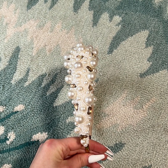 Deepa Gurnani Lux Faux Pearl Embellished Padded Headband - Picture 8 of 14